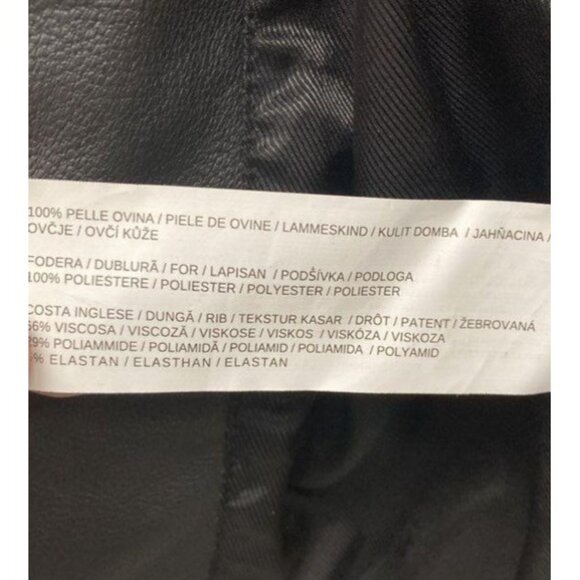 MNG (Mango) Women's Genuine Lammeskin Leather Black Jacket XS - Picture 5 of 6